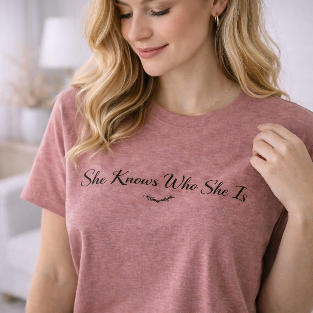 She Knows Who She Is Affirmation Tee