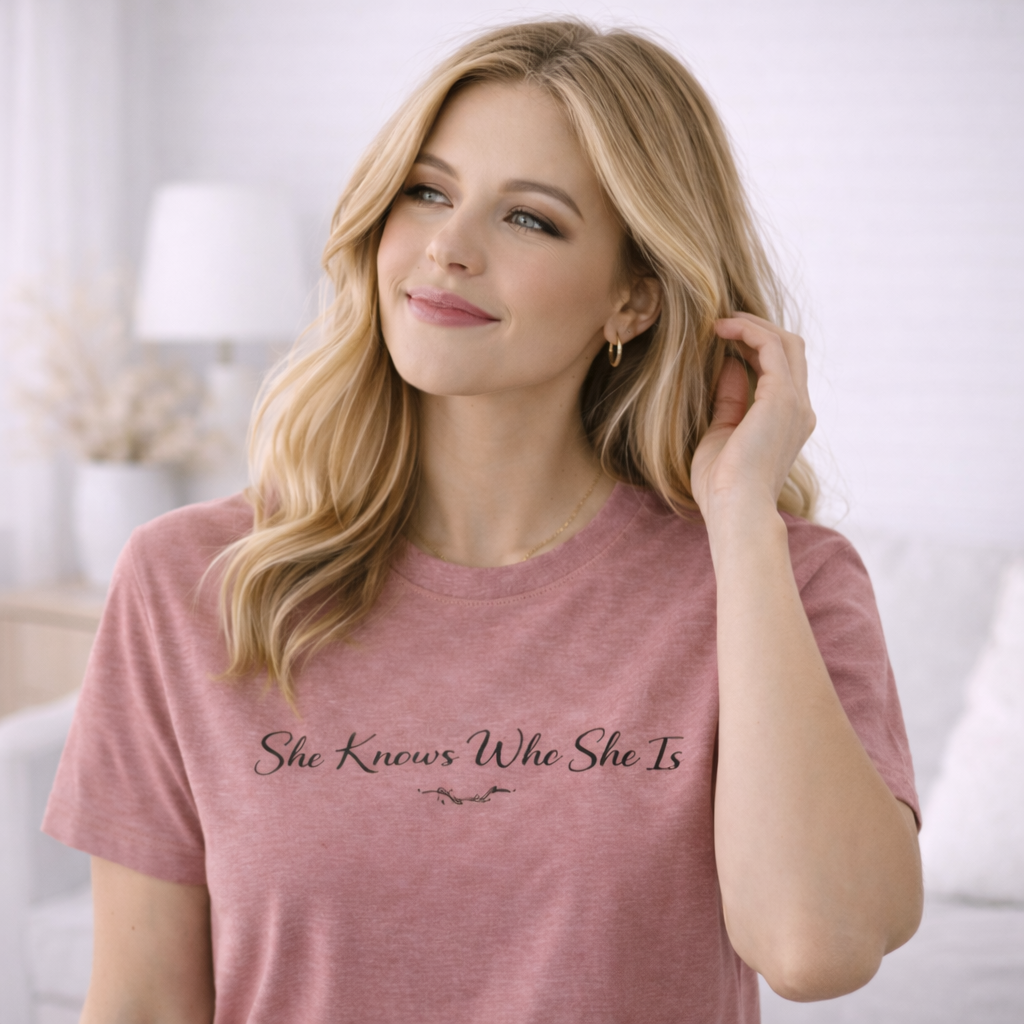 She Knows Who She Is Affirmation Tee
