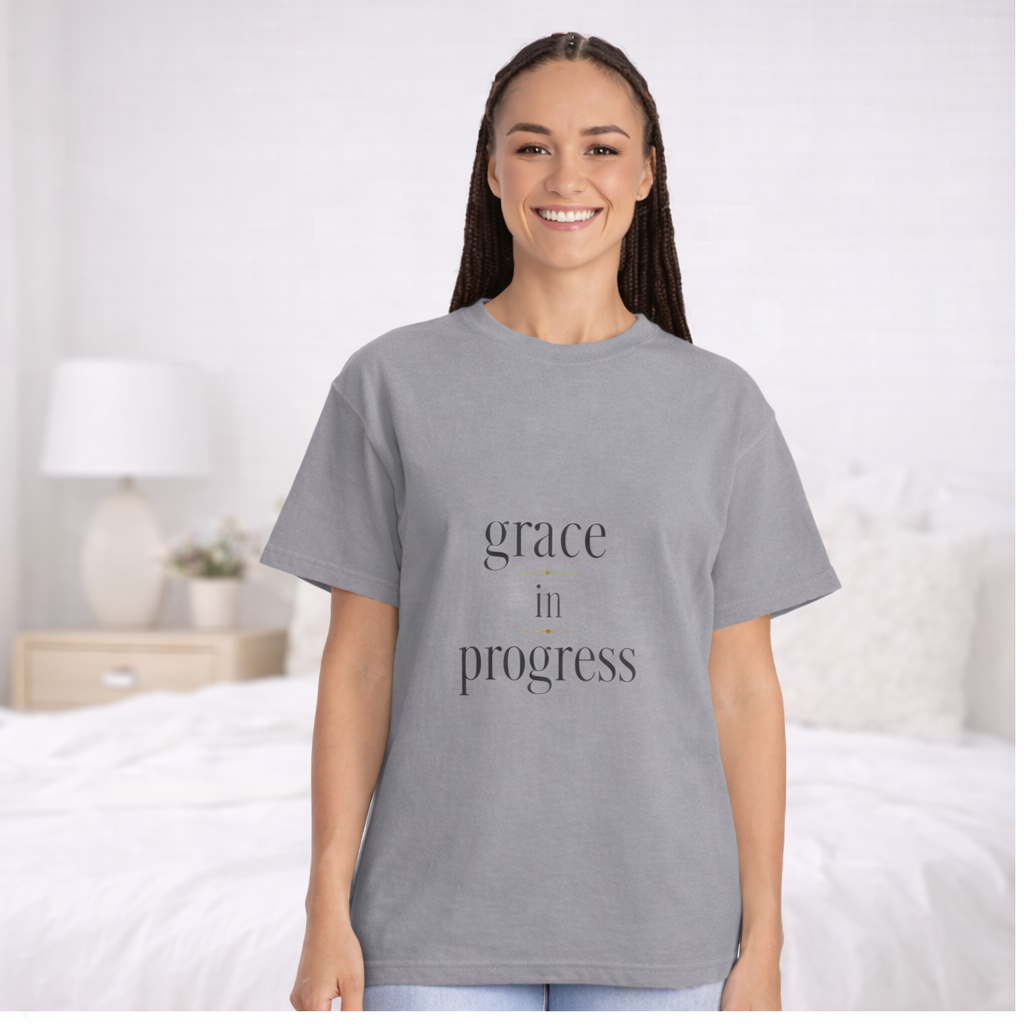 Grace in Progress Tee – Minimal Typography