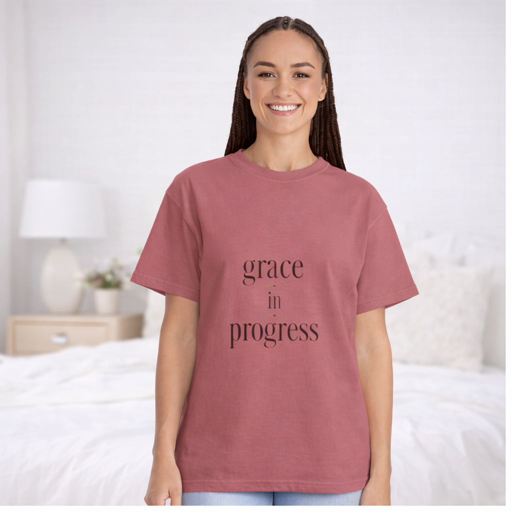 Grace in Progress Tee – Minimal Typography