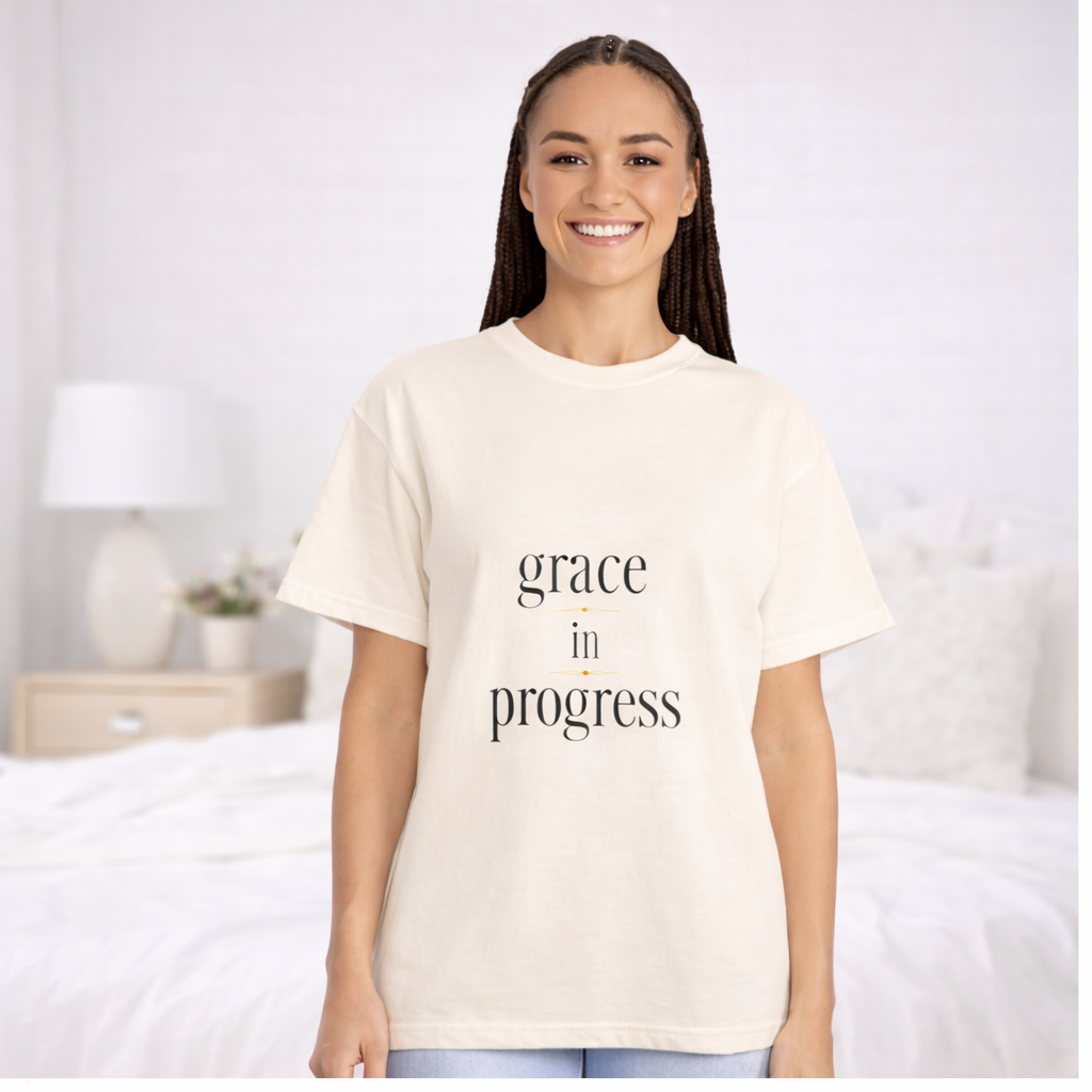Grace in Progress Tee – Minimal Typography