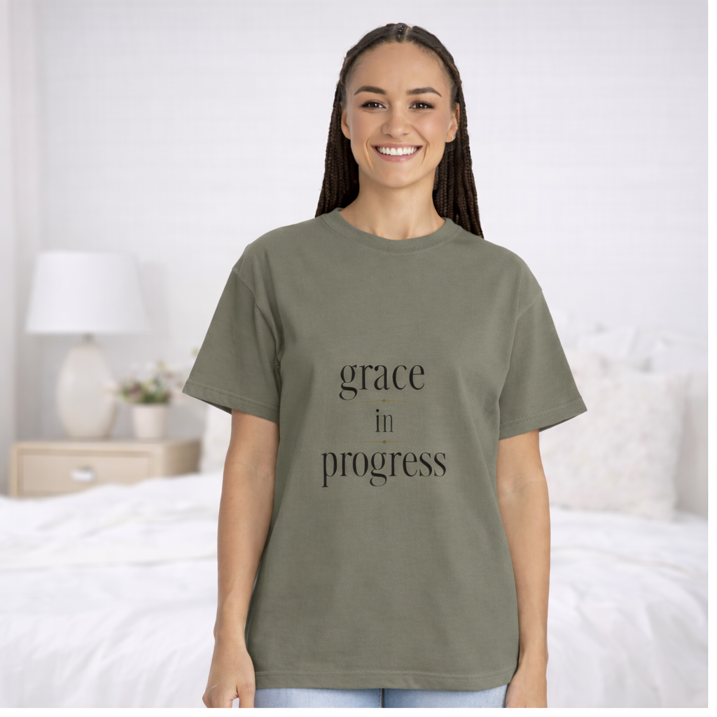 Grace in Progress Tee – Minimal Typography